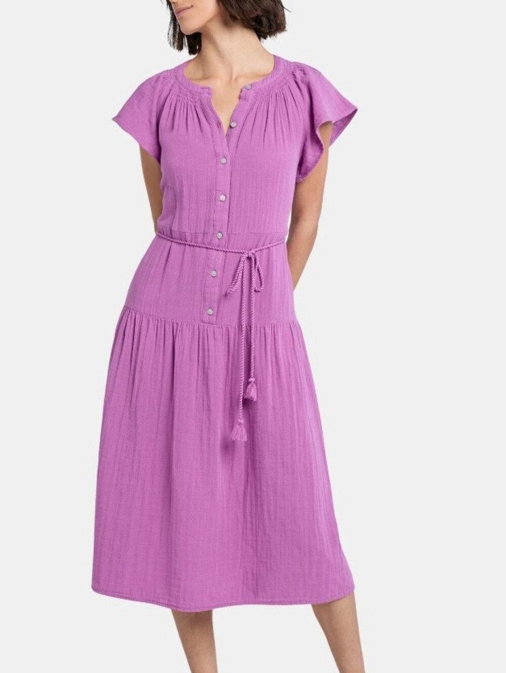 Time and Tru Double Cloth Cotton Midi Dress, Size Small NWT